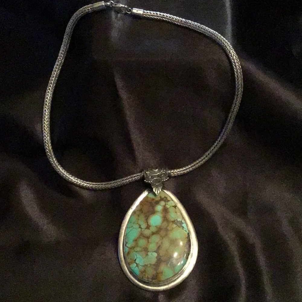Turquoise pendant & Sterling silver chain.